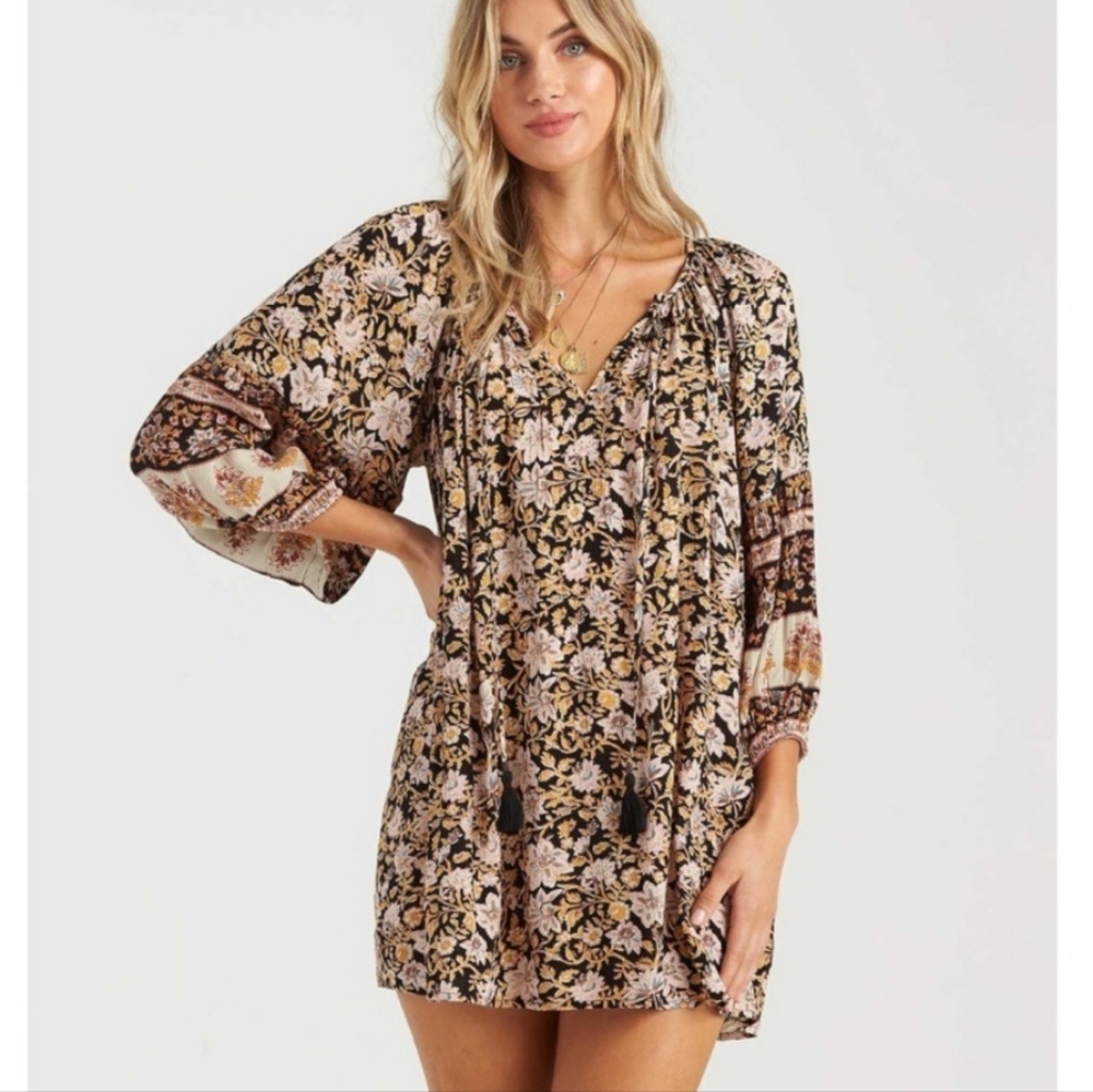 Billabong Gypset Boho Floral Mini Tunic Dress